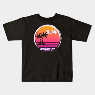 Pi Vaporwave Sunset 80s Pink and Orange 3.14 Miami Pi Kids T-Shirt